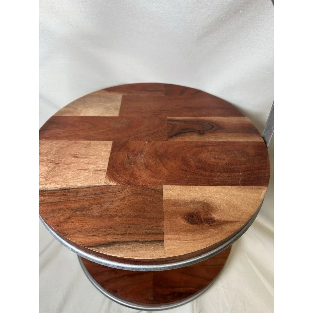 Hearth & Hand Magnolia Wood Metal 2 Tier Cake Stand Serving Tray Rustic
